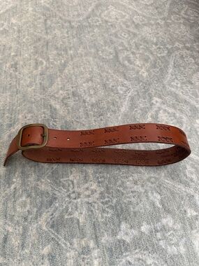 American Eagle Outfitters Brown Leather Belt with Brass-Tone Buckle